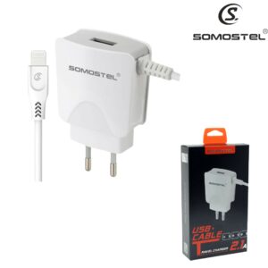 Cargador De Pared Somostel 2,1A Para iPhone + Puerto (A03)