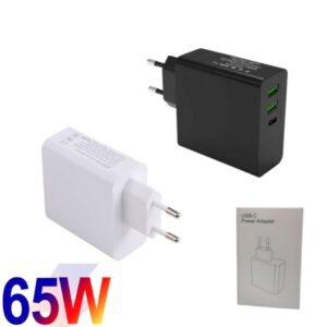 Cargador De Pared USB Con Puerto Tipo-C PD 65W + 2 Puertos USB