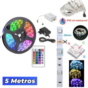 Cinta Tira Luces Led Rgb 5m 5050 Con Transformador + Control / 5 MT / IP20 / Interior