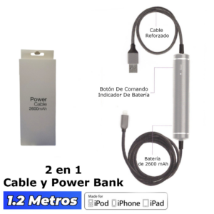 Cable Para iPhone Certificado Apple + Power Bank 2600 MAH