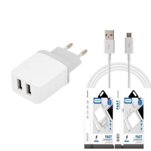 Cargador De Pared Doble USB + Cable Micro USB 2.1A