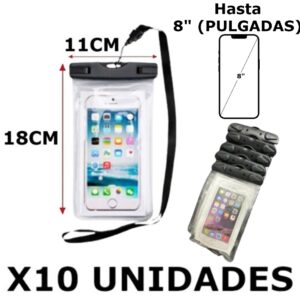 Estuche Celular Agua Universal X 10 UNIDADES / Hasta 8″