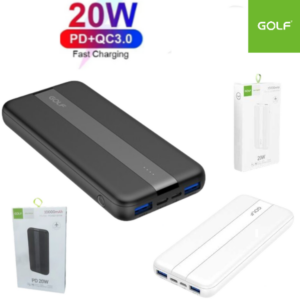 Power Bank GOLF 10000 MAH Doble USB (5V/3A + 5V/2.1A) Con Puerto Tipo-C PD 20W / G92PD