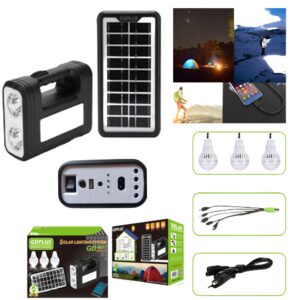 Kit Solar / Foco Led / Power Bank 4500 MAH / Linterna / 3 Lamparas / Panel Solar