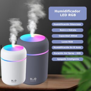 Aromatizador Difusor Vaporizador Humidificador USB / RGB LED / 300 ML