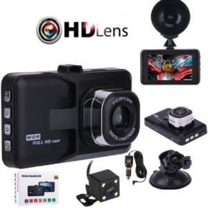 Cámara Para Auto HD 720p / Pantalla 3″ / Doble Cámara (Delantera Y Trasera) / Con Ventosa