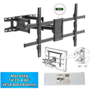 Soporte Para TV De 37″ A 80″ / MAX 65KG / MAX VESA 800X400MM / Doble Brazo Rebatible / Con Nivel