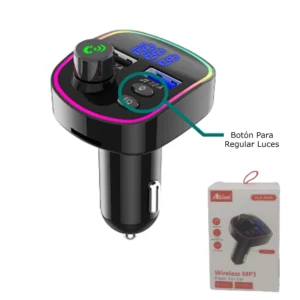 Sintonizador / Emisor Radio FM Bluetooth Con 2 USB 3.1 / Luces RGB