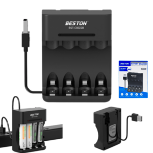 Cargador Beston USB Para 4 Pilas Recargables (AA Y AAA) / Con Indicador Led / C8022B