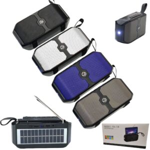 Parlante Solar Bluetooth / Radio FM / Aux 3.5MM / USB / MicroSD / Linterna / Soporte Para Celular