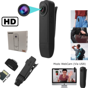 Mini Cámara Espía De Seguridad Y WebCam Portátil Con Clip / HD / Micro SD Hasta 32gb  / Batería 1000MAH / A18