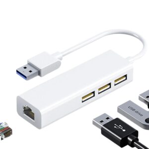 Adaptador HUB USB 2.0 / 4 en 1 ( RJ45 + 3 USB ) / Plástico