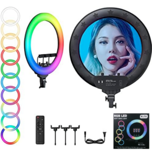 Aro Anillo Luz Led 56cm Con RGB Con Control Remoto / 80W / 2 USB / 3 Soportes / MJ56