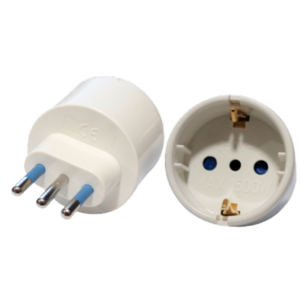 Adaptador De Enchufe Corriente 3 En Línea A Toma Schuko 10A / 1500w