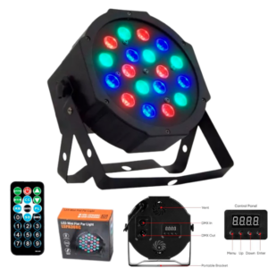 Tacho Luz Led RGB DJ Profesional 18 Leds Con Control Remoto