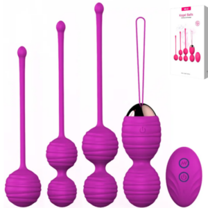 Set 4 Bolas Kegel Con Control / Vibrador / Recargable / Con Bolsito