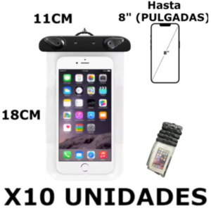 Estuche Celular Agua Universal X 10 UNIDADES / Hasta 8″