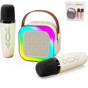 Parlante Bluetooth Karaoke Con 2 Micrófonos / Luces Led RGB / MicroSD / AUX 3.5MM / K12