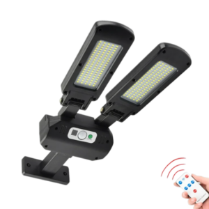 Foco Solar 2 Cabezas / 40W / 2400 Mah / 200 Led  / Control Remoto / Sensor de Movimiento