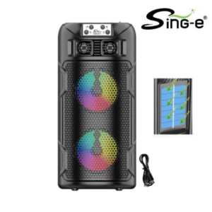 Parlante 4″x2 Bluetooth / MicroSD / USB / 16W / Panel Solar Para Carga / Sing-e ZQS4275