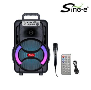 Parlante 8″ Bluetooth / Radio Fm / MicroSD / USB / Micrófono / Con Control / 20W / Sing-e ZQS8166