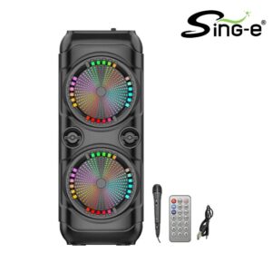 Parlante 8″x2 Bluetooth / Radio Fm / MicroSD / USB / Micrófono / Con Control / 30W / Sing-e ZQS8229