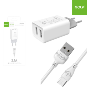 Cargador De Pared GOLF Doble USB 2.1A + Cable Micro USB GF-U206