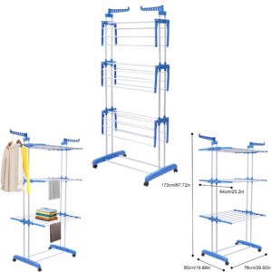 Tender Tendedero De Ropa Reforzado Vertical 3 Niveles Con Ruedas 75*64*170cm