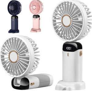 Mini Ventilador Portátil Recargable Con Pantalla / Con Soporte Para Celular