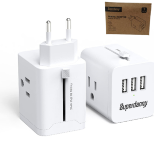 Pack De 2 Extensores Multi Enchufes Retráctiles 3 Tomacorrientes / 3 USB / 10A / 2400W / Superdanny