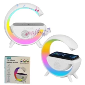 Lampara Veladora G / Parlante Bluetooth / Luces Led ARGB / Cargador Inalámbrico QI 15W / MicroSD / BT2301
