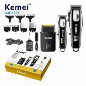 Set Combo 3 Maquinas Corta Pelo / Barba + Patilelra + Rasuradora / Kemei KM-8531 / 7500 , 6500 y 6000 RPM MAX / 5W