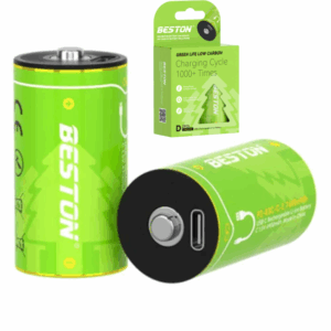 Pack 2 Pilas Baterias D 1.5v Lithium Recargables BESTON / Tipo-C / 4900mAh / 7400mWh