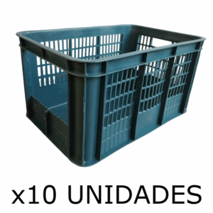 Cajones De Plástico 47cm * 32cm * 27cm / X 10 UNIDADES / Ideal Para Exhibir Mercadería / COLORES SURTIDOS NEGRO / AZUL