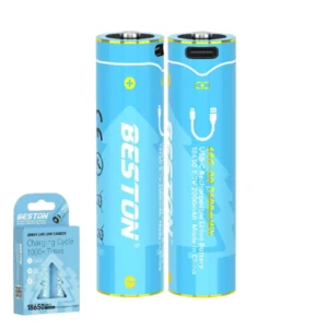 Pack 2 Pilas Batería 18650 3.7v Lithium Recargables Tipo-C / BESTON 65C / 2000mAh / 7400mWh