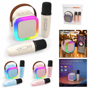 Parlante Bluetooth Karaoke Con 2 Micrófonos / Luces Led RGB / MicroSD / AUX 3.5MM / K12