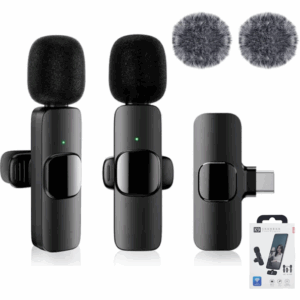 2 Micrófonos Inalámbricos Solaperos Para Celular Tipo C / Con Filtro / Con Puerto De Carga / K9