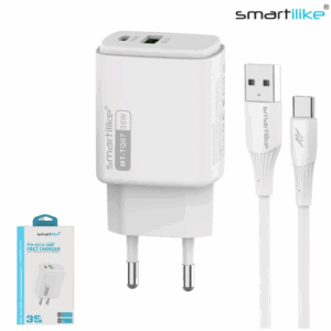 Cargador De Pared USB FAST CHARGE QC3.0 + PD 35W + Cable Tipo-C / Smartilike MT-TQ07