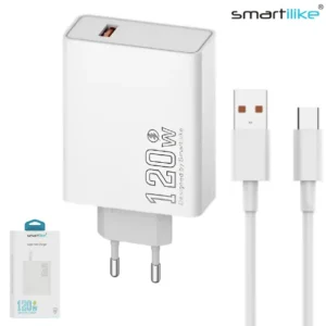 Cargador De Pared USB 120W / Super Fast Charging QC3.0 / GaN / Smartilike MT-TQ01 + Cable Tipo-C