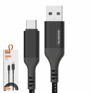 Cable USB A Tipo-C 2.4A 1MT / FAST CHARGE QC3.0 / Acordonado / Somostel SMS-BW16