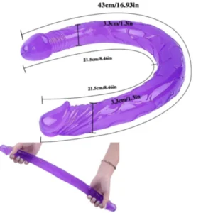 Consolador Dildo Pene Doble Flexible / 43cm x 3.3cm / VIOLETA