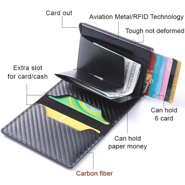 Billetera Con Tarjetero Rfid Antirrobo Anti Clonación / A Rayas