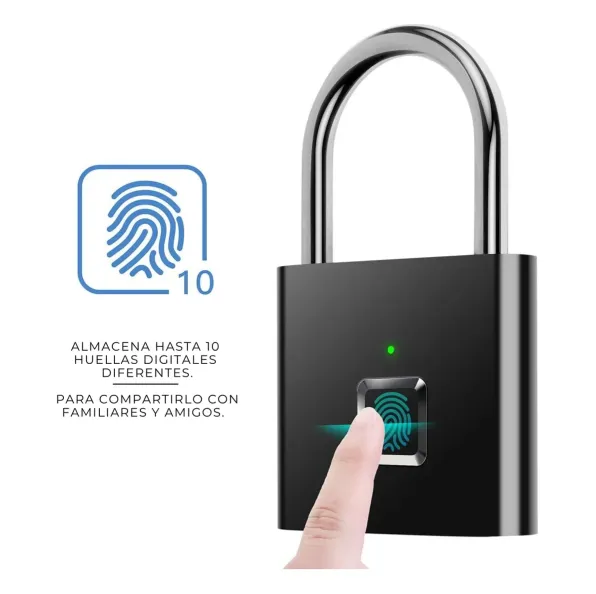 Candado De Seguridad Con Huellas Dactilares Recargable Impermeable