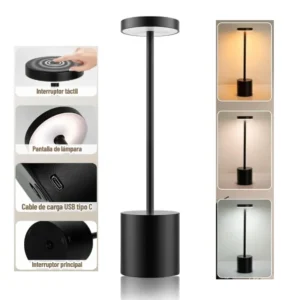 Lámpara De Mesa / Escritorio LED Inalámbrica Recargable USB-C Táctil 3 Tonos de Luz