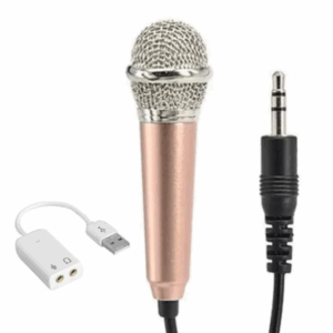 Mini Micrófono 3.5mm / 6cm x 2cm + Tarjeta De Sonido Externa USB