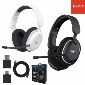 Auriculares Gamer HAVIT FUXI-H7 / Bluetooth / 2.4Ghz Tipo-C + Adaptador USB / Cable USB / Con Micrófono