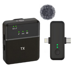 Micrófono Inalámbrico Solapero Para Celular 3 En 1 ( Tipo-C & Lightning + Aux 3.5mm Hembra ) / Con Filtro / SX31