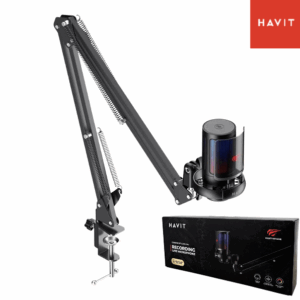 Micrófono Condensador Cardioide HAVIT GK50 PRO / PC / USB / RGB / BRAZO / Con Reducción De Ruido