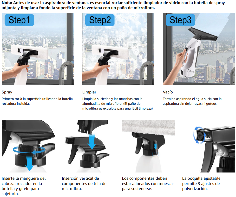 Limpia Vidrios Inalámbrico Portátil / 3 en 1 (Modo De Uso En Segunda Foto)
