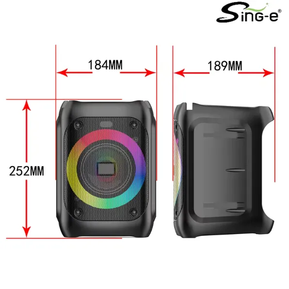 Parlante 4″ Bluetooth / Radio FM / MicroSD / USB / AUX 3.5mm / 8W / 1500mah / Sing-e ZQS-14105